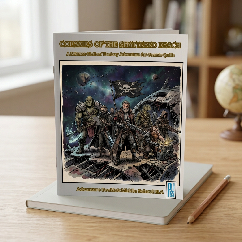 Corsairs of the Shattered Reach — Sci-fi fantasy writing adventure booklet for middle school ELA
